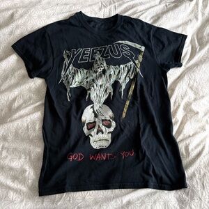 Yeezy Black Graphic Tee with Skull Design